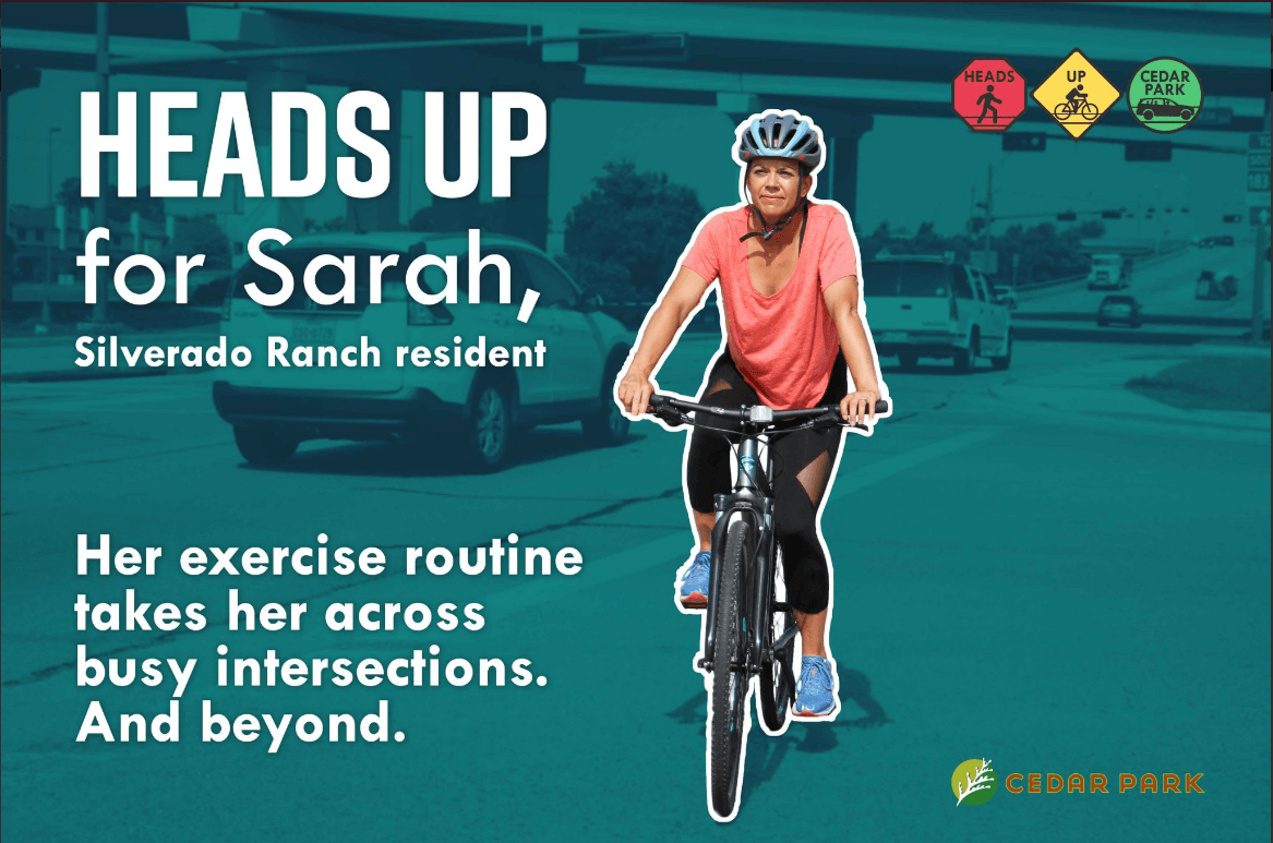 Heads Up Sarah is Biking Photo