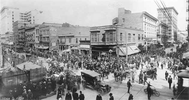 Crowded Street in 1910 LA